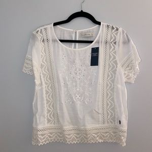 White crop lace blouse